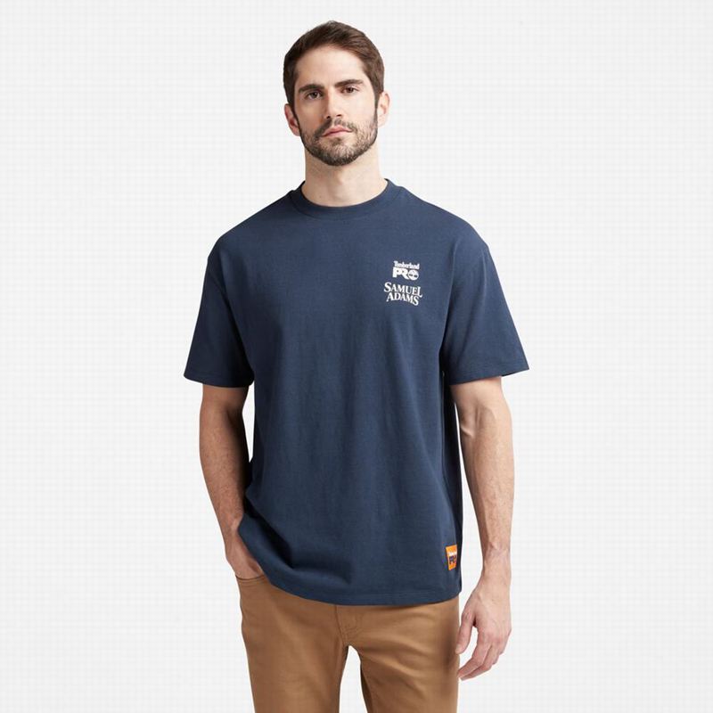 Navy Timberland PRO Base Plate Short-Sleeve Logo T-Shirts | 84035669