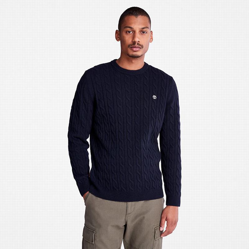 Navy Timberland Phillips Brook Cable-knit Sweaters | 97250333