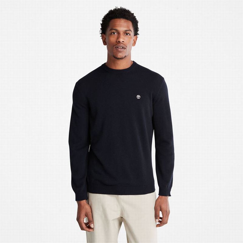 Navy Timberland Phillips Brook Wool-Blend Crewneck Sweaters | 41717587
