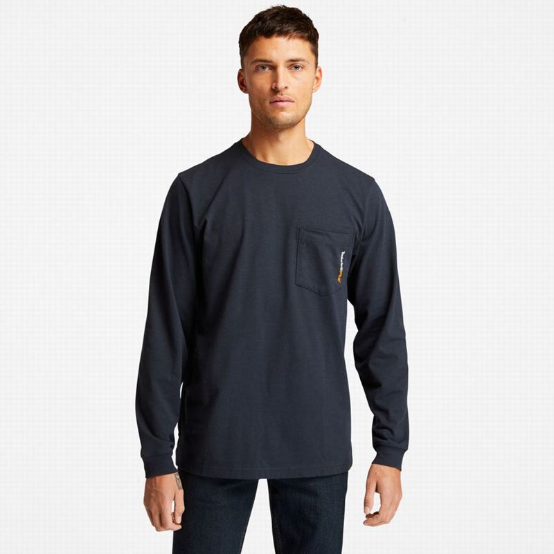 Navy Timberland Photographic Print LS Long Sleeve | 31193560