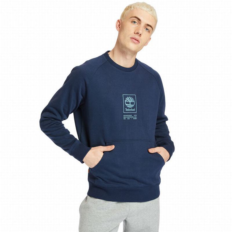 Navy Timberland Pouch-Pocket Sweatshirts | 10760744