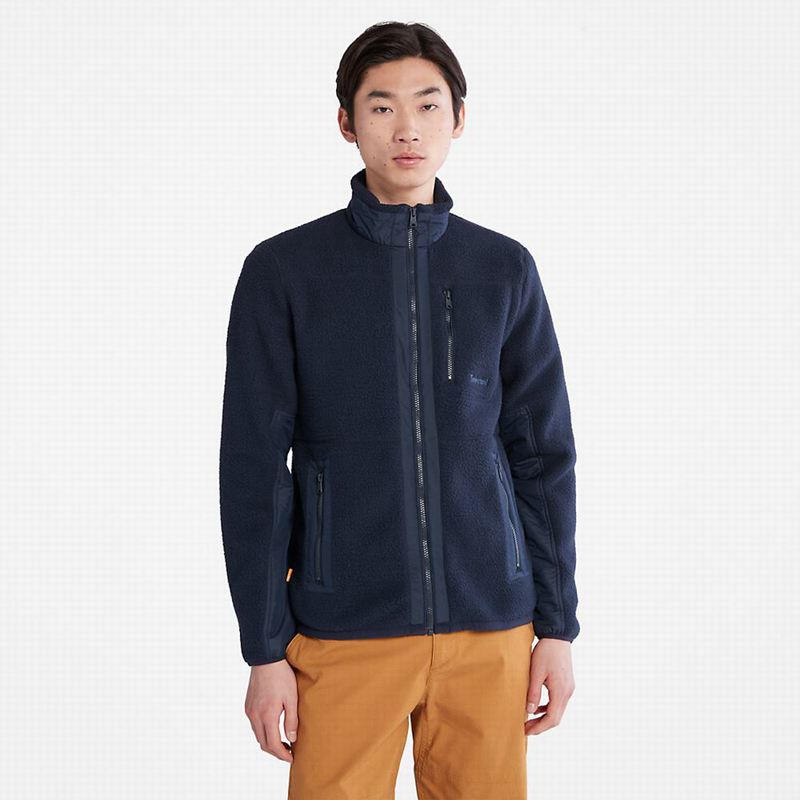 Navy Timberland Sherpa Fleece Jackets | 48418925