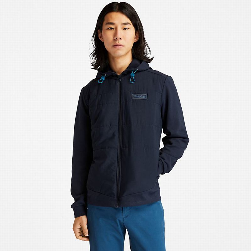 Navy Timberland Water-Repellent Hooded Jackets | 8609234