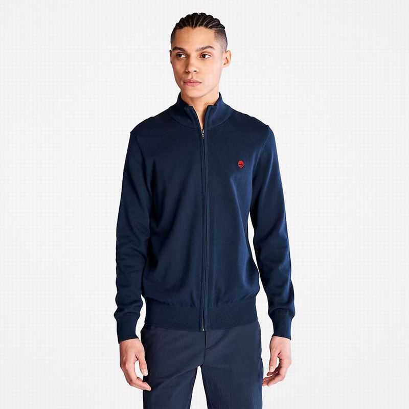 Navy Timberland Williams River Full-Zip Sweaters | 46776415