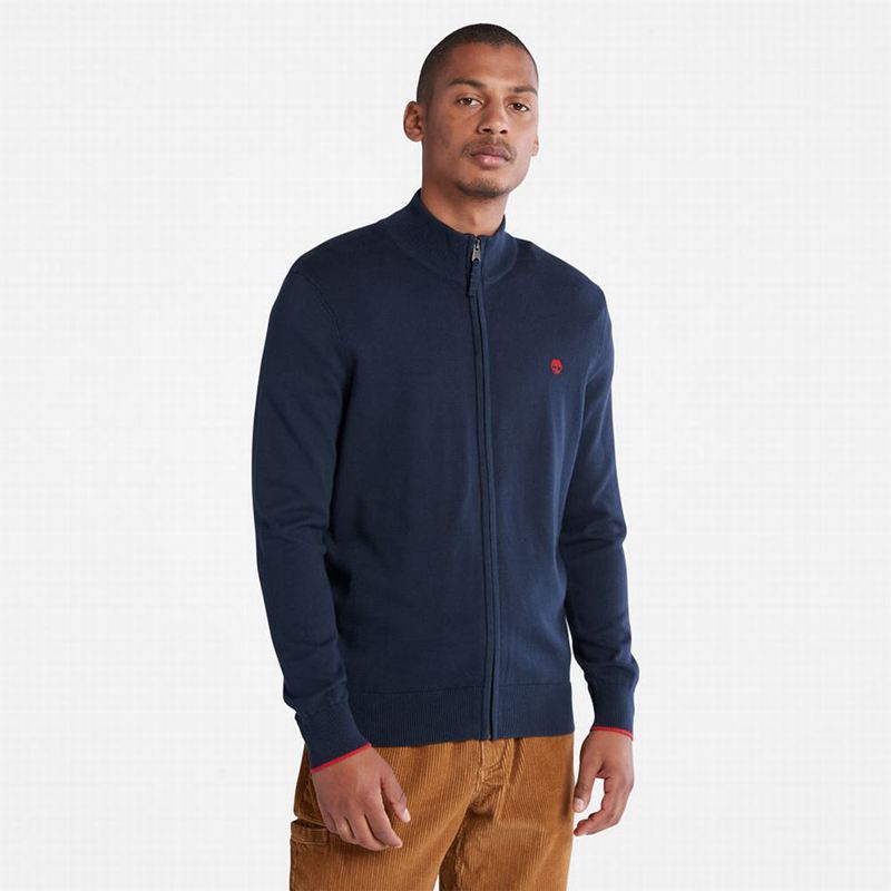 Navy Timberland Williams River Zip-front Sweaters | 54410373