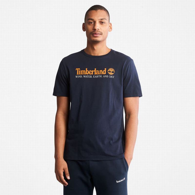 Navy Timberland Wind Water Earth and Sky T-Shirts | 11324647