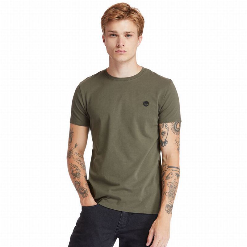 Olive Timberland Cotton Logo T-Shirts | 63766264