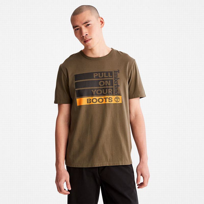 Olive Timberland Dunstan River T-Shirts | 14956919