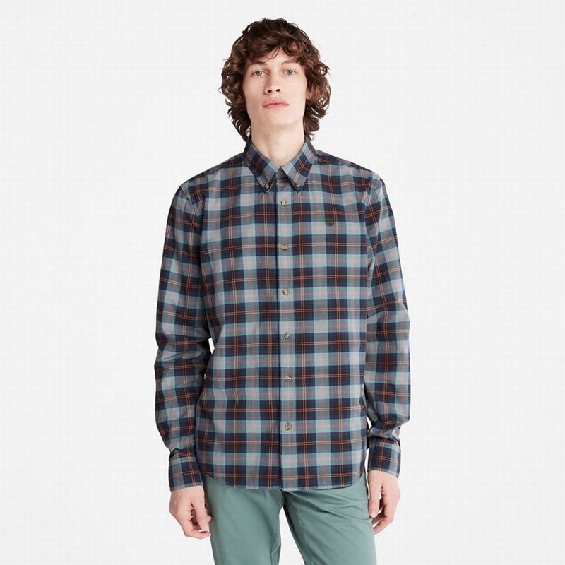 Olive Timberland Eastham River Stretch Checked Shirts | 83016111