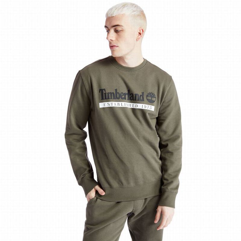 Olive Timberland Established 1973 Crew Sweatshirts | 55892287