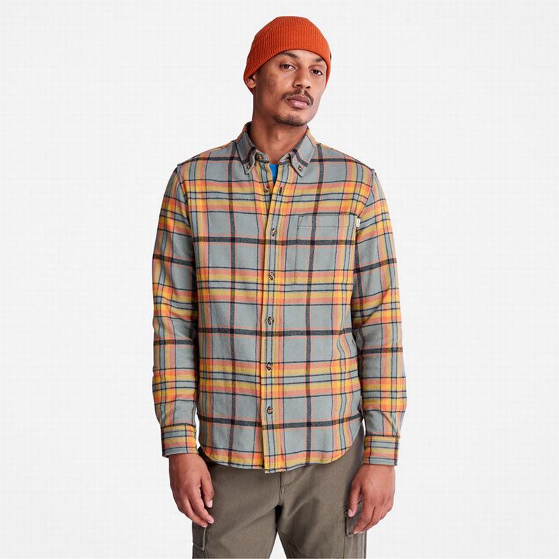 Olive Timberland Heavy Flannel Check Shirts | 8894546