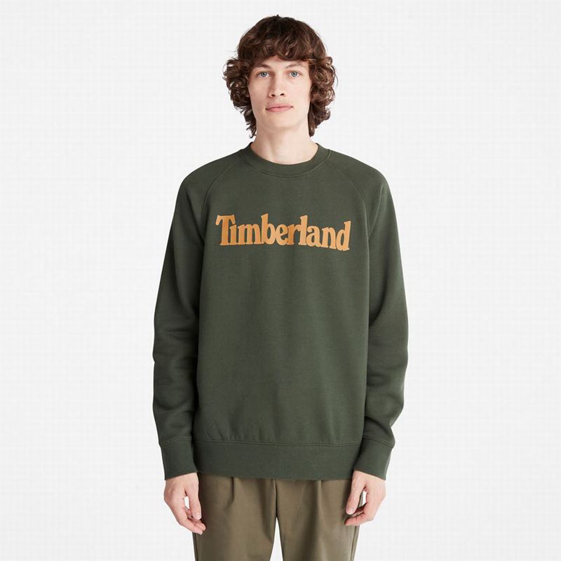 Olive Timberland Heritage Logo Sweatshirts | 63437155