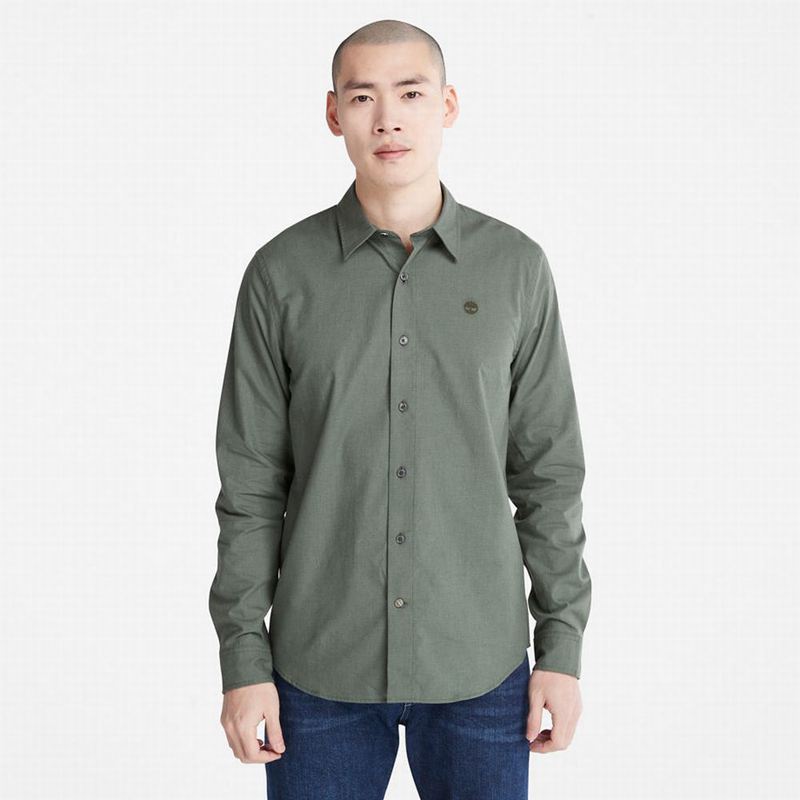 Olive Timberland Lightweight Flannel Shirts | 22517135