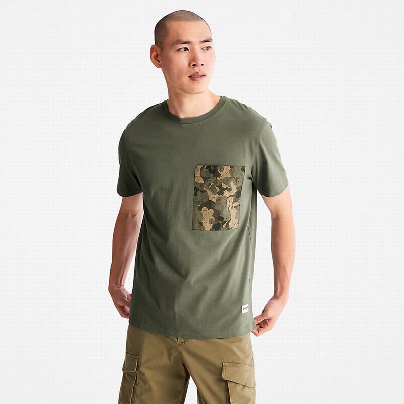 Olive Timberland Outdoor Heritage All-Over Print T-Shirts | 69053910