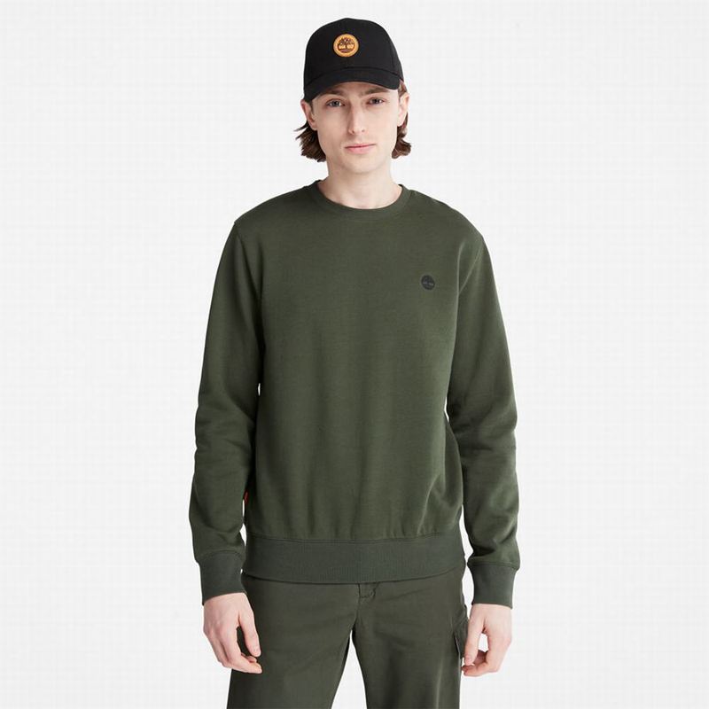Olive Timberland Oyster River Logo Sweatshirts | 34956803