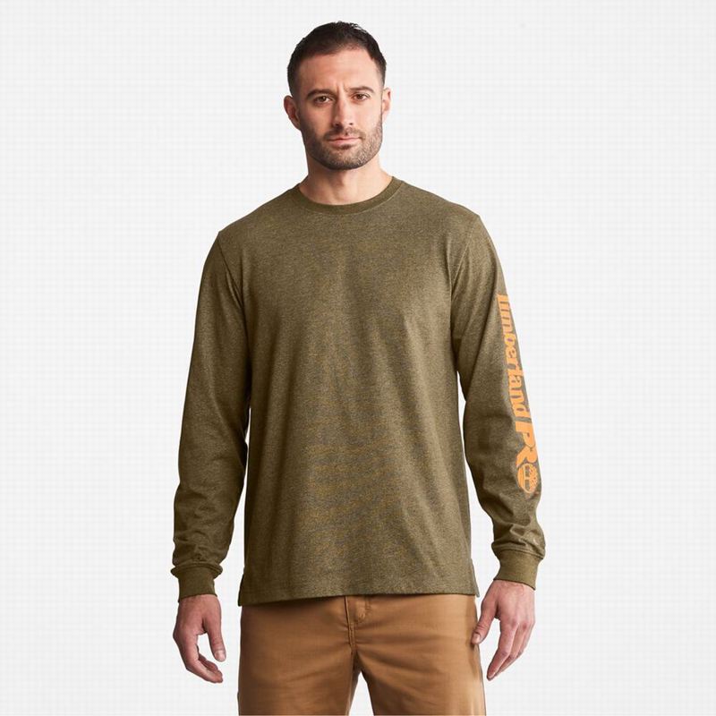 Olive Timberland PRO Base Plate Blended Short-Sleeve Long Sleeve | 44026417