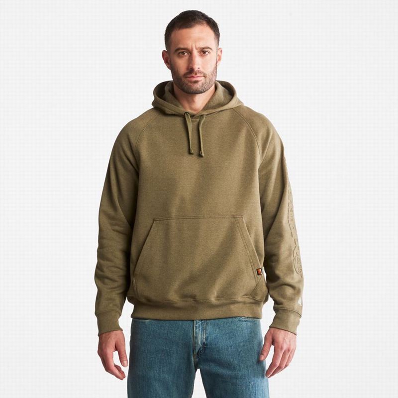 Olive Timberland PRO Hood Honcho Sport Embossed Logo Pullover Hoodie | 2599479