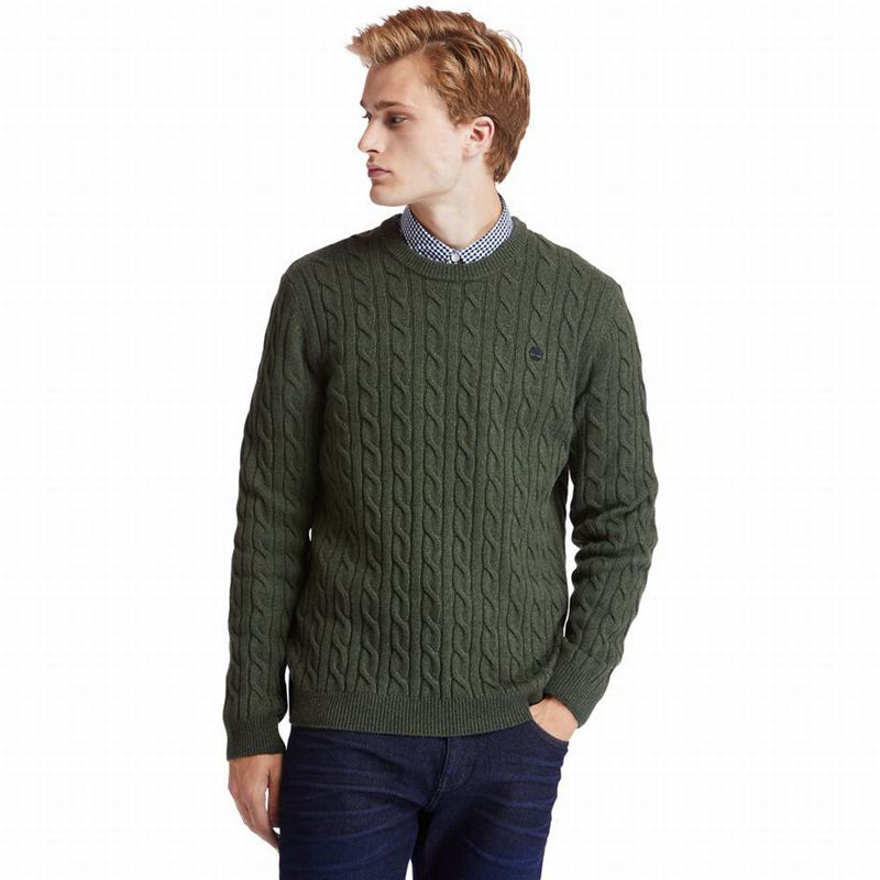 Olive Timberland Phillips Brook Cable-knit Sweaters | 8809108
