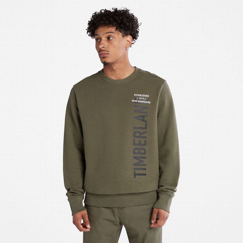 Olive Timberland Side-logo Sweatshirts | 20123793