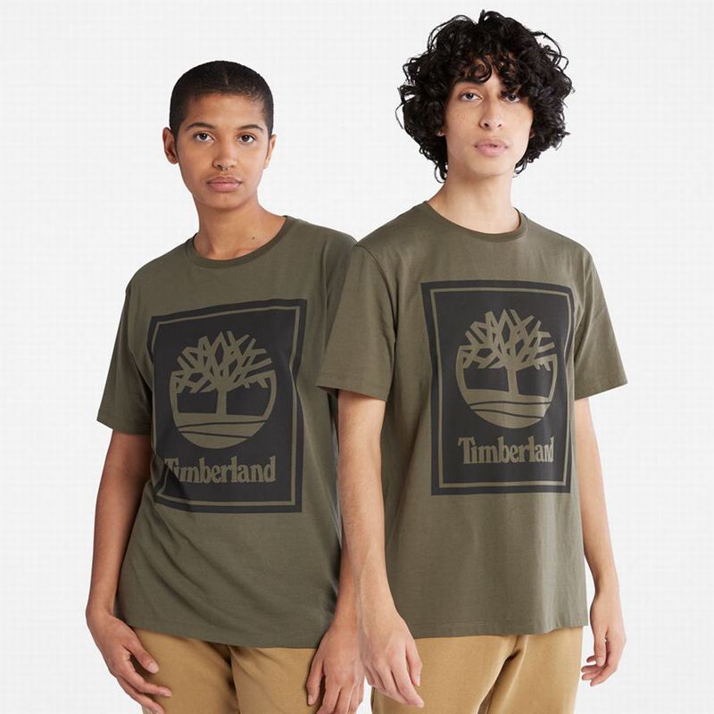 Olive Timberland Side-logo T-Shirts | 13313293
