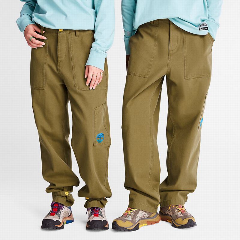Olive Timberland Wide-leg Bottoms Pants | 73043237
