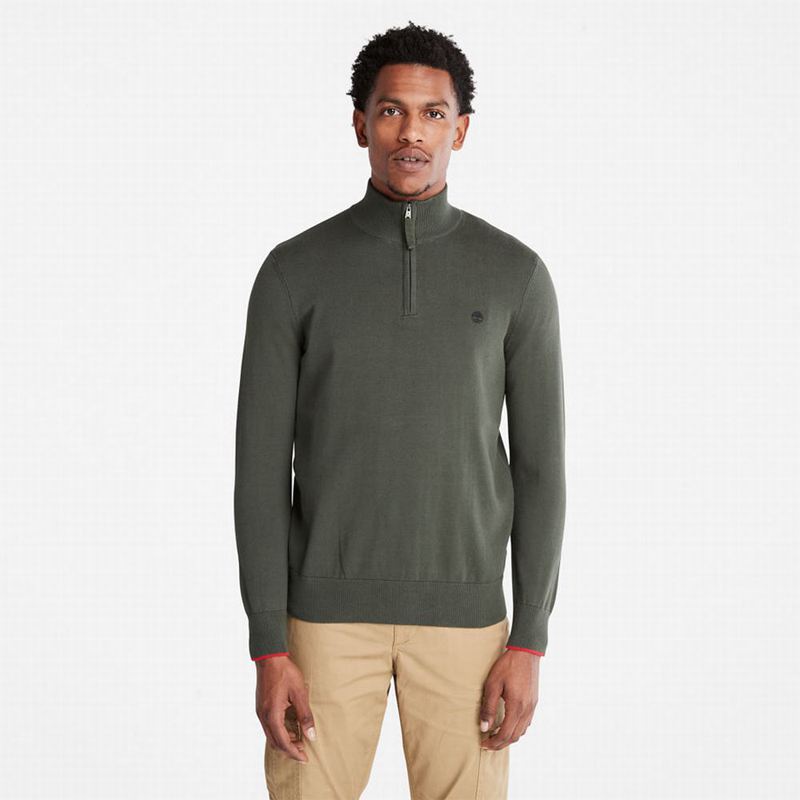 Olive Timberland Williams River Half-zip Jumpers | 88794496