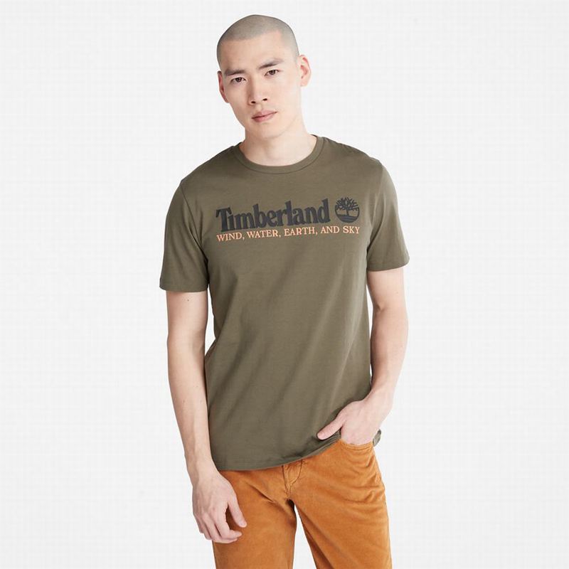 Olive Timberland Wind Water Earth and Sky T-Shirts | 48299437