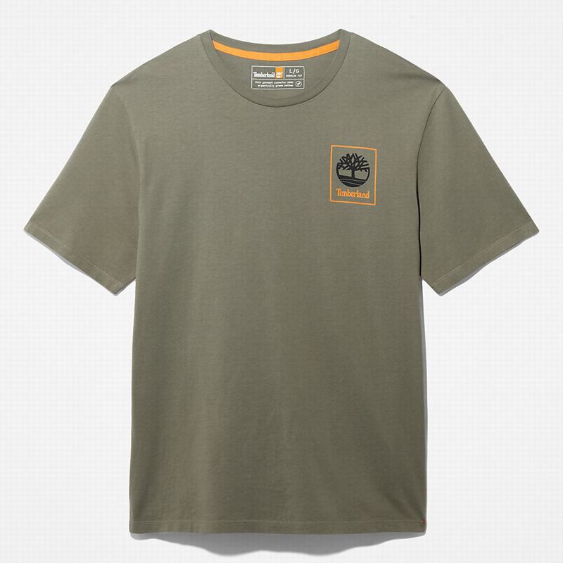 Olive Timberland Wind Water Earth and Sky T-Shirts | 99134316