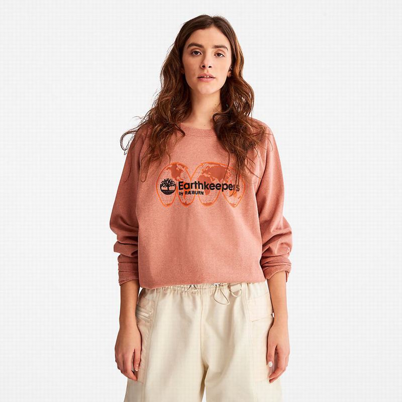 Orange Timberland Earthkeepers by Raeburn Archive Globe Crewneck Sweatshirts | 42021317