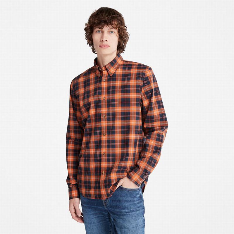 Orange Timberland Eastham River Stretch Checked Shirts | 37722460