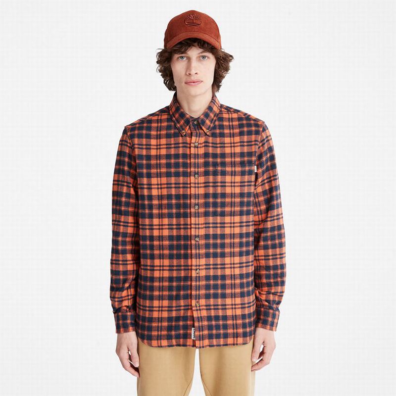 Orange Timberland Flannel Checked Shirts | 33695954