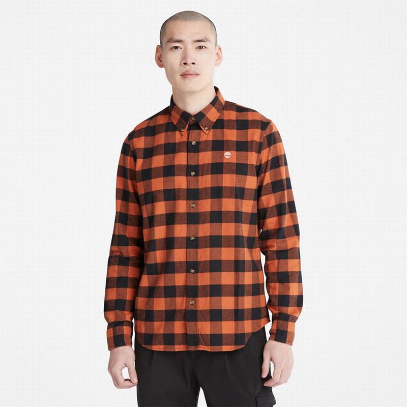 Orange Timberland Mascoma River Slim-Fit Check Shirts | 88666646