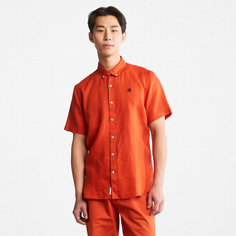 Orange Timberland Mill River Short-Sleeve Shirts | 28140494