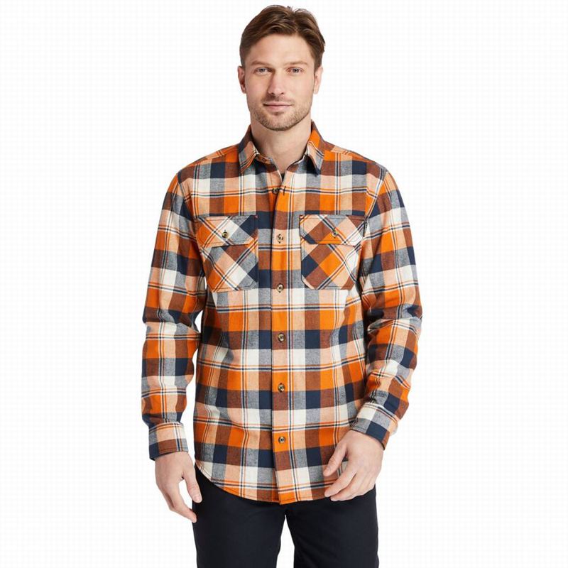 Orange Timberland PRO Woodfort Heavyweight Flannel Work Shirts | 18222099