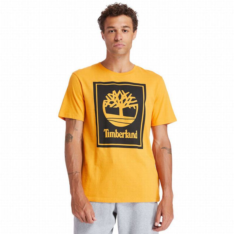 Orange Timberland Stack Logo T-Shirts | 83748828