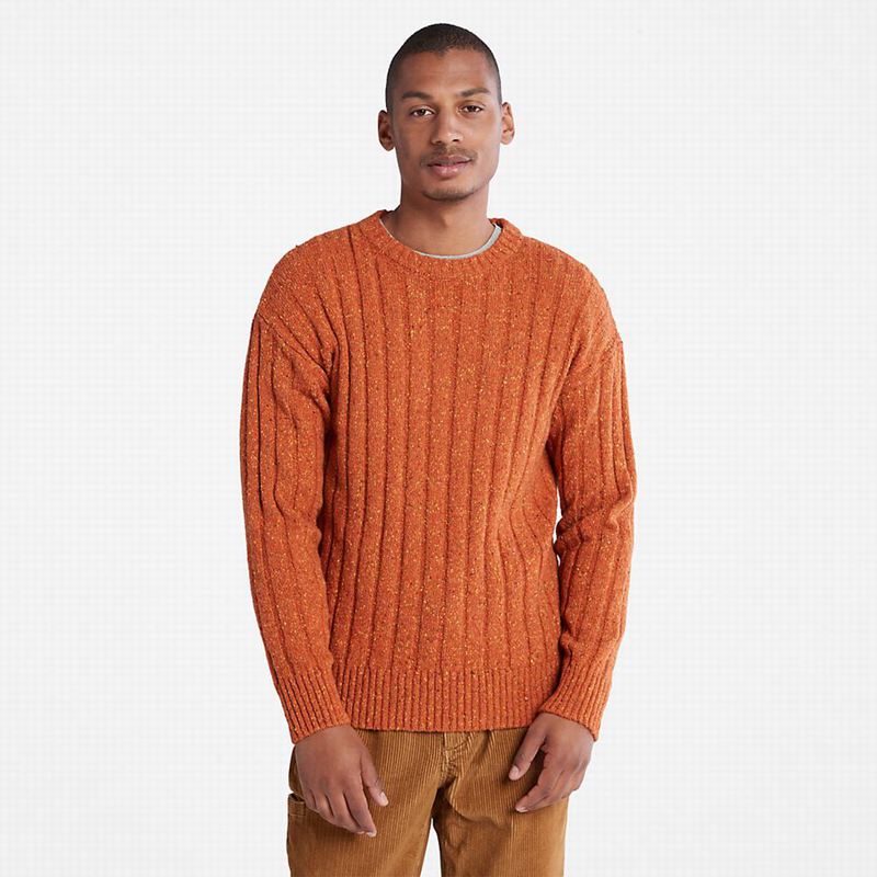 Orange Timberland Textured Crewneck Jumpers | 90885163