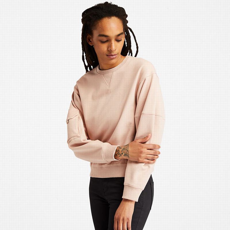 Pink Timberland Cropped Cargo Sweatshirts | 23169136
