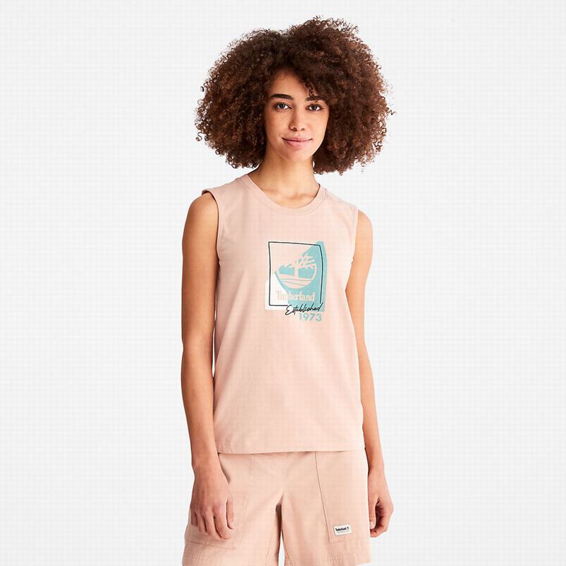 Pink Timberland Kennebec River Tree Logo T-Shirts | 33925261