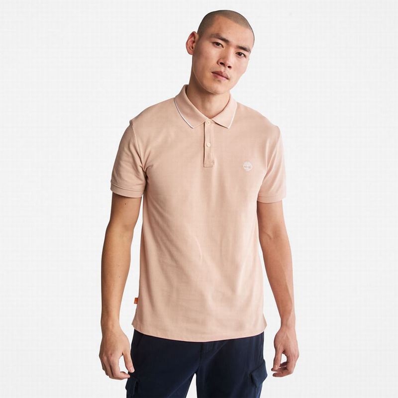 Pink Timberland Millers River Print-Collar Polo Shirts | 35221688