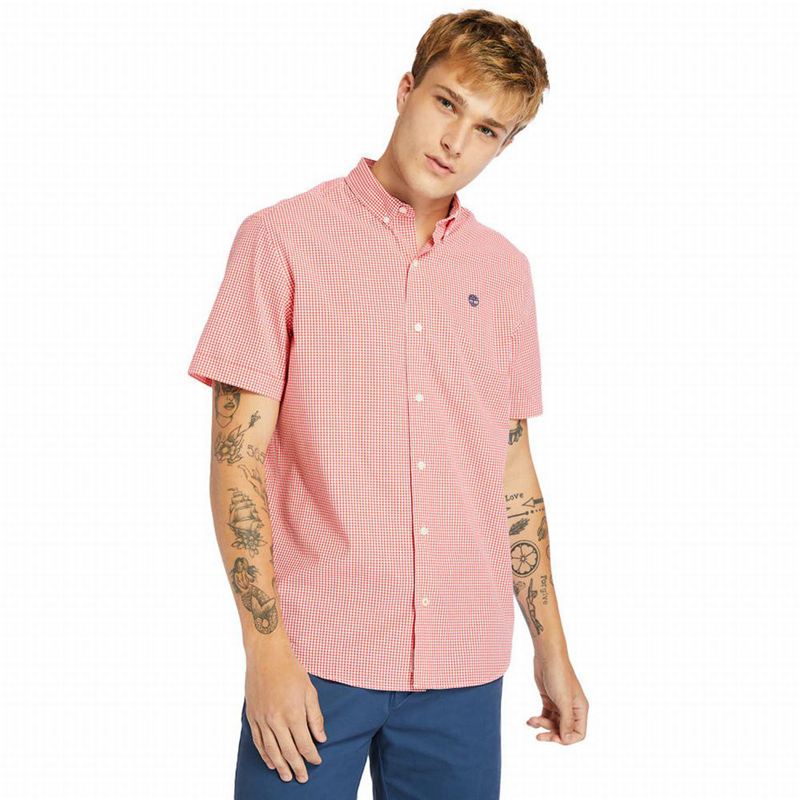 Pink Timberland Suncook River Short-Sleeve Poplin Shirts | 79777099