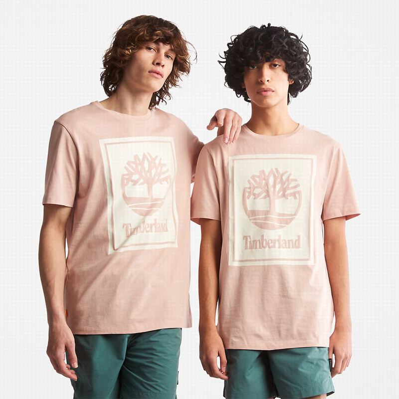 Pink Timberland Tree Logo T-Shirts | 94492191