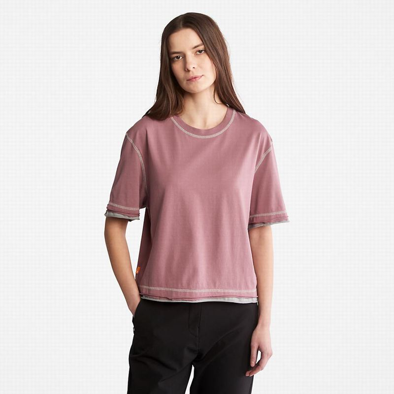 Purple Timberland Logo T-Shirts | 58034215