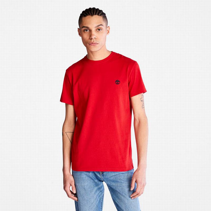 Red Timberland Cotton Logo T-Shirts | 5750824
