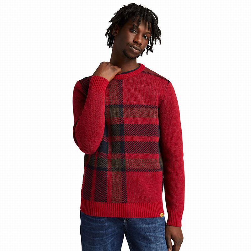 Red Timberland EK+ Intarsia Crewneck Sweaters | 6041114