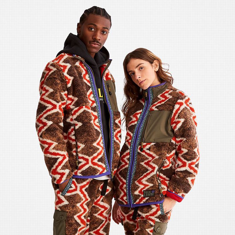 Red Timberland Faux-shearling Fleece Jackets | 42149740