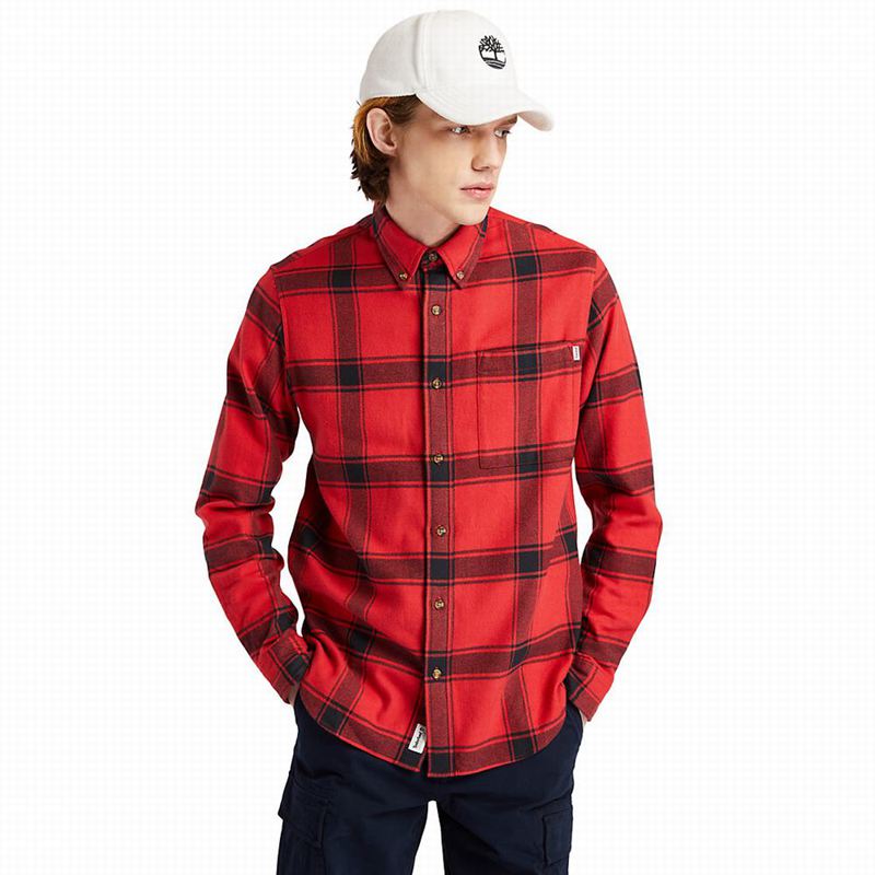Red Timberland Heavy Flannel Checked Shirts | 89898880