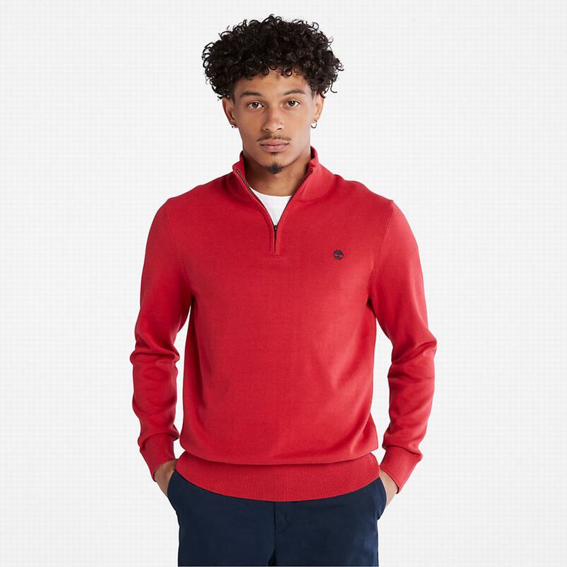 Red Timberland Williams River Zip-neck Jumpers | 83329638
