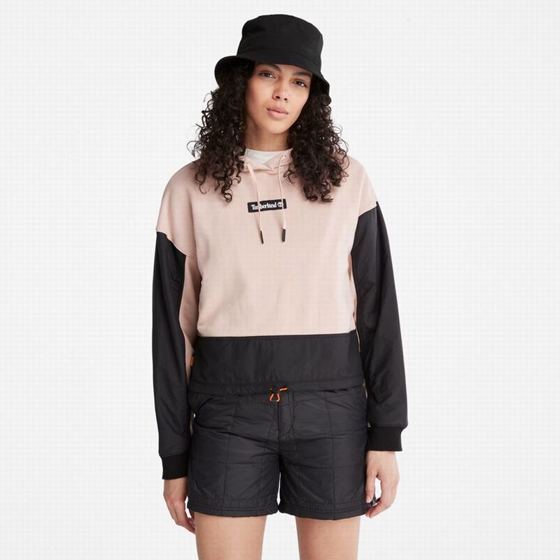 Rose Timberland Colorblock Mixed-Media Hoodie | 35891792