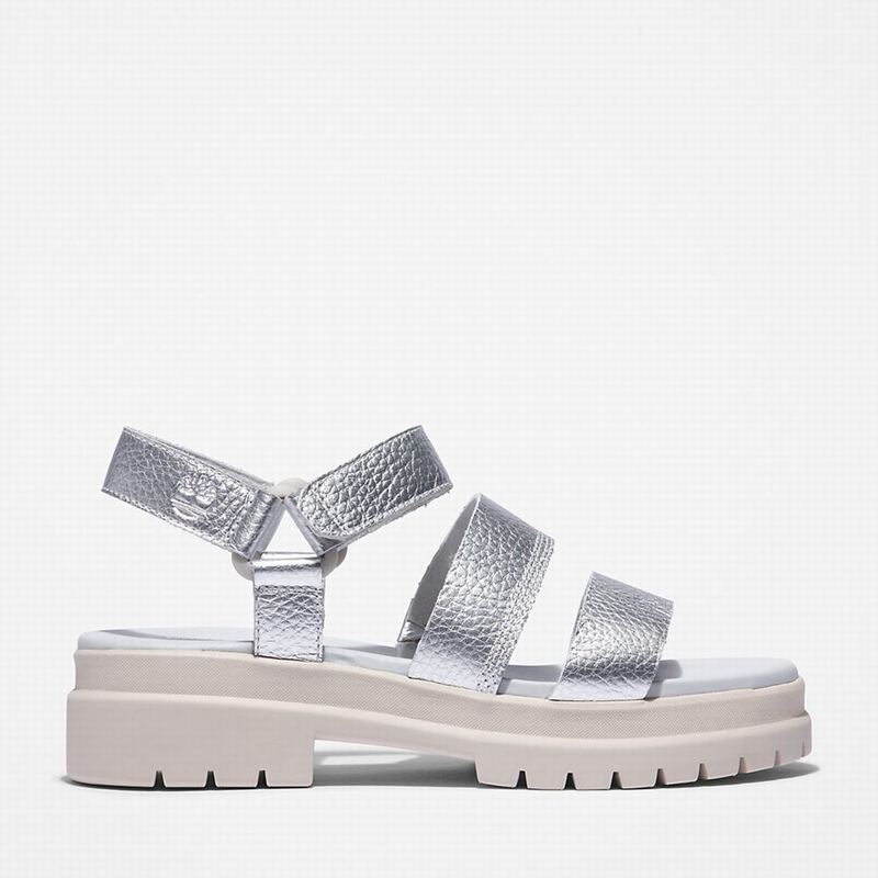Silver Timberland London Vibe Ankle-Strap Sandals | 79318220