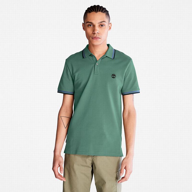Turquoise Timberland Millers River Tipped Polo Shirts | 46437576